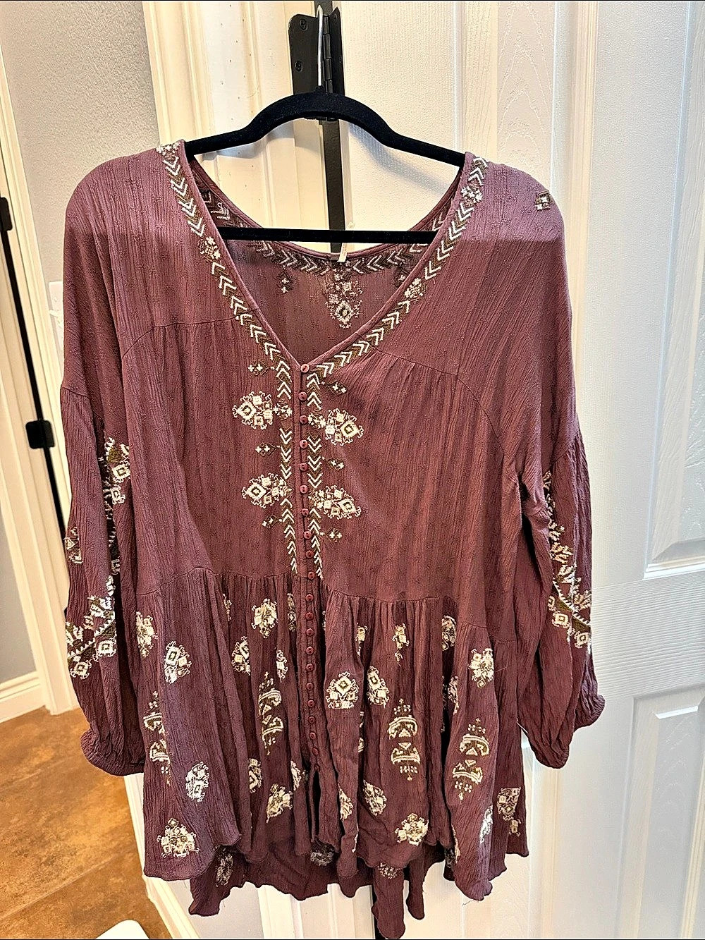 Free People Embroidered Tunic in brown